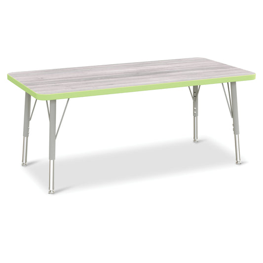 Jonti-Craft Berries Rectangle Activity Table - 24" x 48" - 15-24"H - Driftwood Grey/Key Lime
