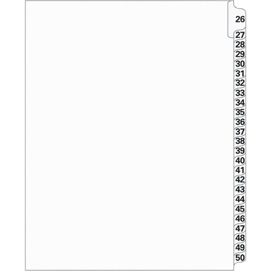 Supreme Litigation Tabs 25th Cut Numeric Set 11" White #26-50