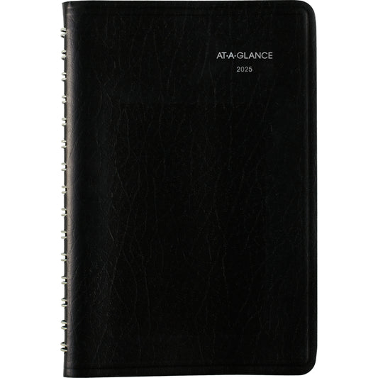 AT-A-GLANCE 2025 Daily Appointment Book - 8" H x 4-7/8" W - Black - Bilingual
