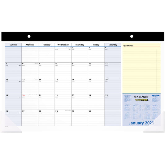 AT-A-GLANCE 2025 QuickNotes Compact Monthly Desk Pad - 10-7/8" H x 17-3/4" W - English