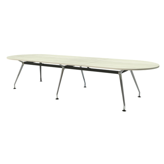 Heartwood HDL Innovations Upscale 10 Person Racetrack Boardoom Table - Winter Wood Chrome