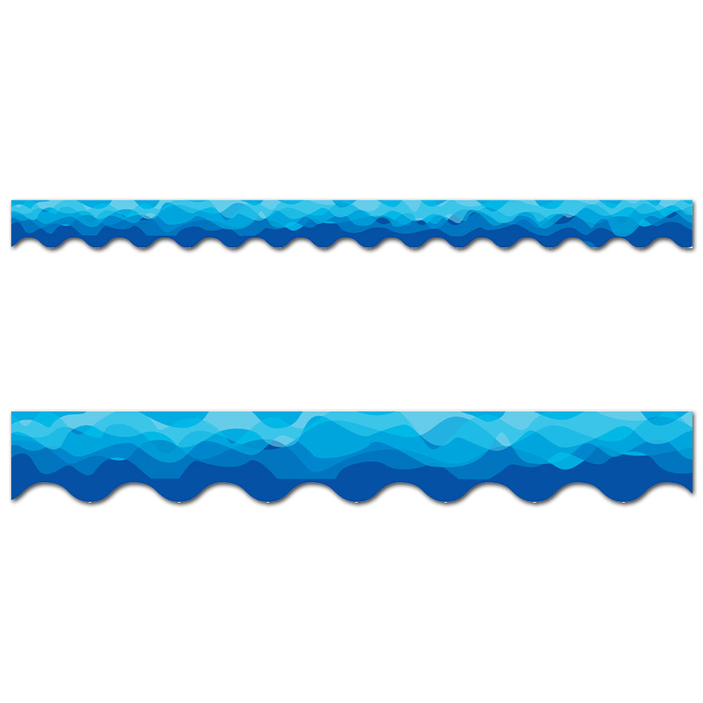 Creative Teaching Press Waves of Blue Wavy EZ Border - 24 inch strips - 48 feet per package - 2 1/4" W