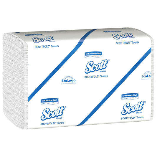 Essuie-tout multiplis Scott Pro Scottfold - Feuilles de 7,8" x 12,4" - avec pochettes absorbantes - Blanc - paquet de 25