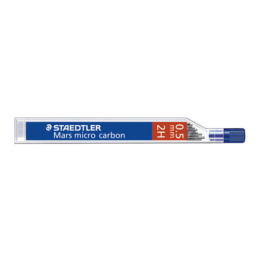 Recharges de mines pour porte-mine Staedtler Mars Micro Carbon - 2H - 0,5 mm - Lot de 12