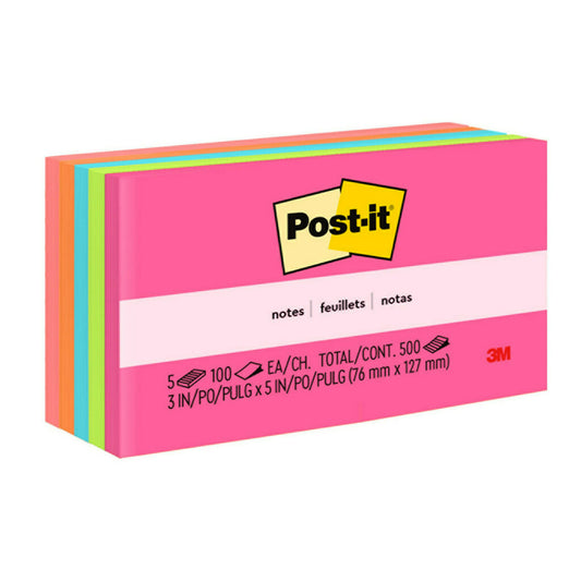 Notes Post-it - Collection Poptimistic - 3" x 5" - Paquet de 5
