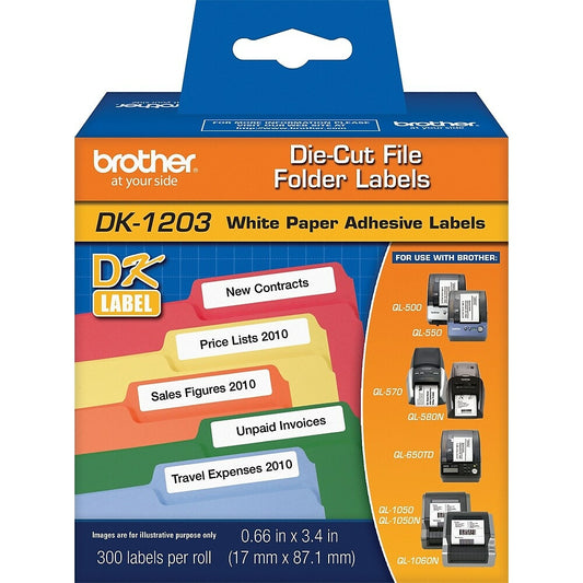 Étiquettes pour dossiers Brother DK1203, 2/3" x 3-7/16"