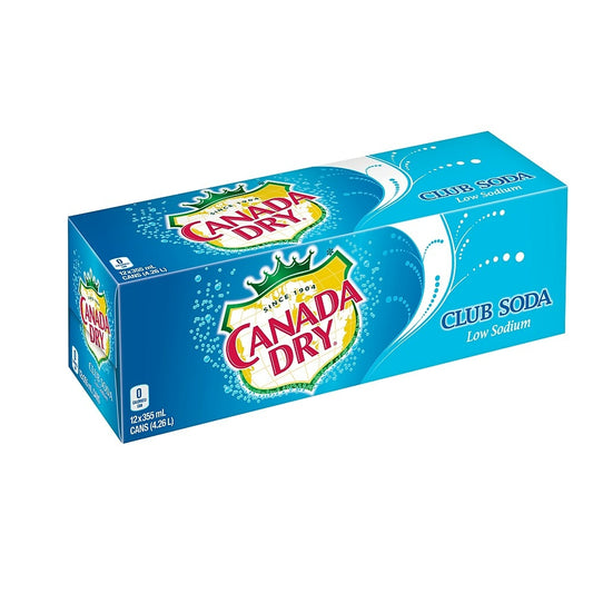 Canada Dry Club Soda - Low Sodium - 355 mL Cans - 12 Pack