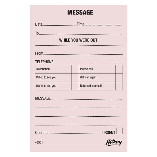 Bloc-notes téléphonique Hilroy - 3,5" x 5" - Anglais - Paquet de 25