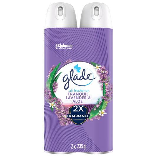 Glade Aerosol Air Freshener Twin Pack - Tranquil Lavender & Aloe - 2 x 235g