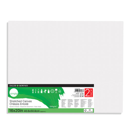 Daler-Rowney Simply - Toile tendue - 40,6 x 50,8 cm - Blanc - Lot de 2