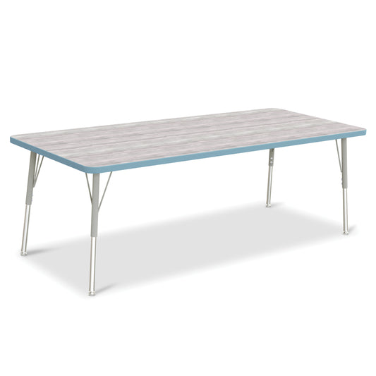Jonti-Craft Berries Rectangle Activity Table - 30" x 72" - 24-31"H - Driftwood Grey/Coastal Blue