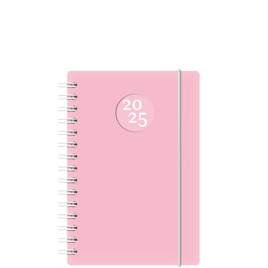 W. Maxwell 2025 Euro Daily Planner - 5.25" x 8" - Pink - Bilingual