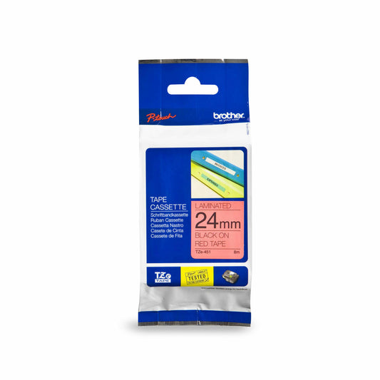Brother P-Touch Laminated Tape - 24mm - Black on Red