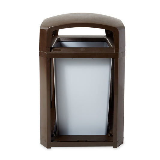 Conteneur Rubbermaid Commercial Landmark Series 35 gallons à cadre en dôme classique avec doublure rigide - Pebble