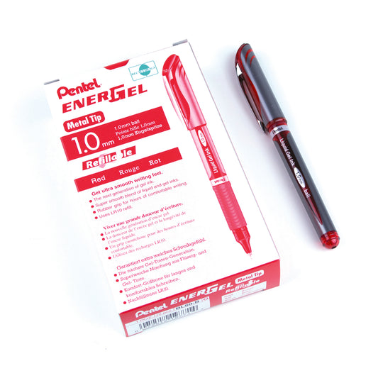 Pentel EnerGel Elite Liquid Gel Ink Pen - 1.0mm  - Red - 12 Pack