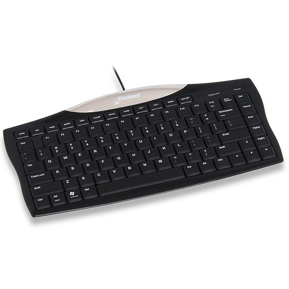 Evoluent Essentials Full Featured Compact Keyboard EKB, Black/White