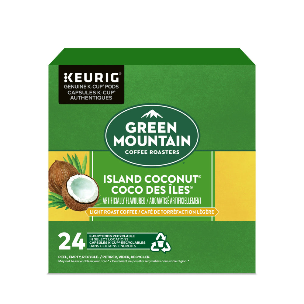 Green Mountain Island Coconut K-Cup Pods - Fair Trade Certified - Light Roast - 24 Pack