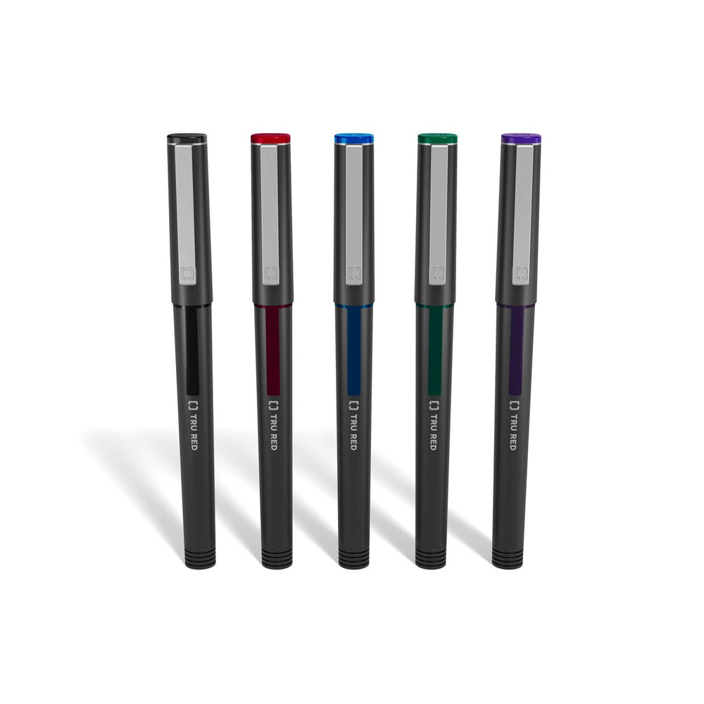 TRU RED Rollerball Pens - Fine Point - Assorted - 5 Pack