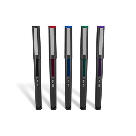 TRU RED Rollerball Pens - Fine Point - Assorted - 5 Pack