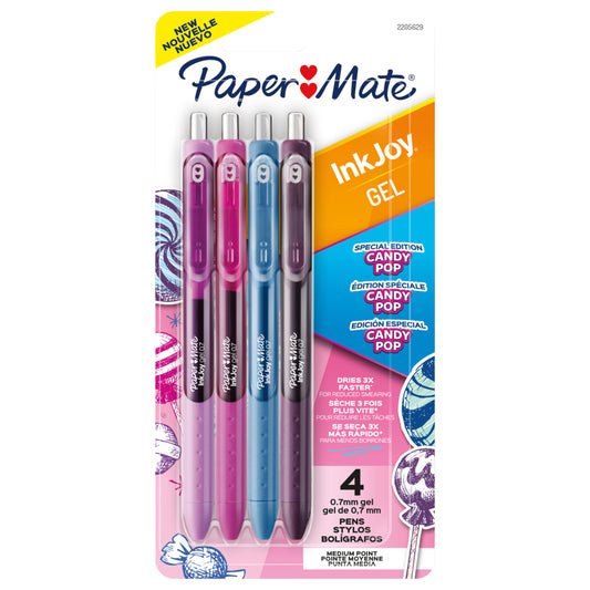 Paper Mate InkJoy Retractable Gel Pens - Medium Point - 0.7 mm - Candy Pop Colours - Set of 4