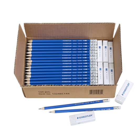 Coffret de crayons Staedtler Norica Graphite HB2 : 144 crayons + 12 gommes