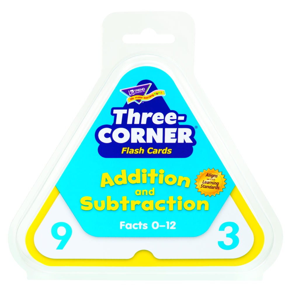 TREND enterprises Addition and Subtraction Three-Corner Flash Cards - 5.5" - 46 Pack