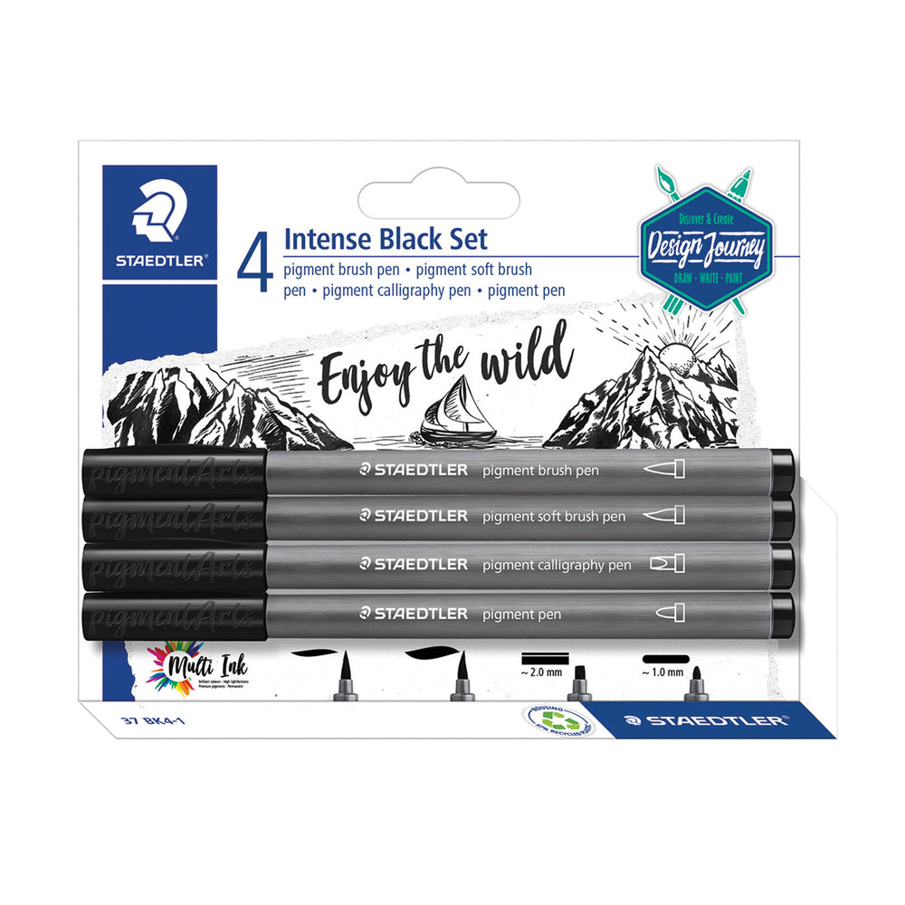 Stylos Staedtler Pigment Art - Noir - Lot de 4