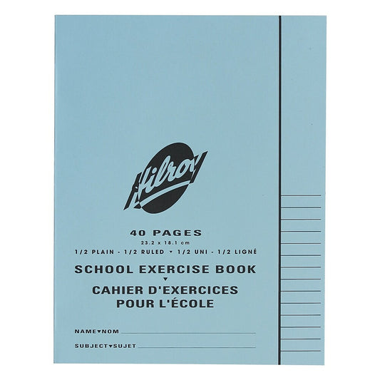 Cahier d'exercices Hilroy School - 1/2 pages unies et 1/2 pages lignées - 40 pages - Paquet de 25