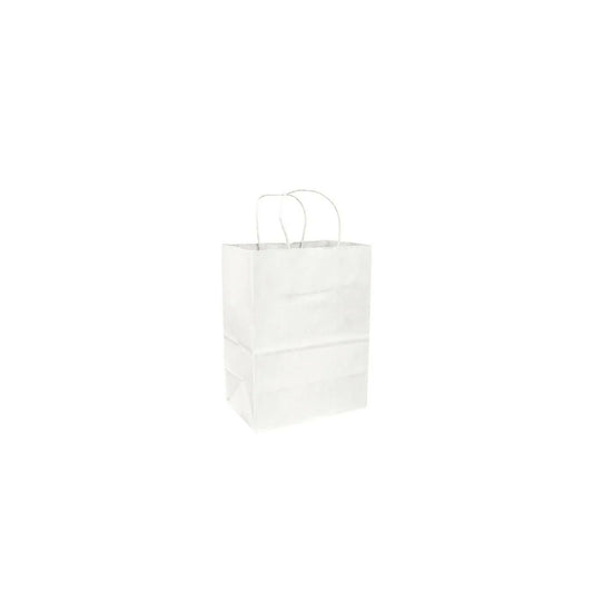 Eddie's Recycled Kraft Shopper Paper Bag - 8" W x 4" D x 10" H - White - 250 Pack