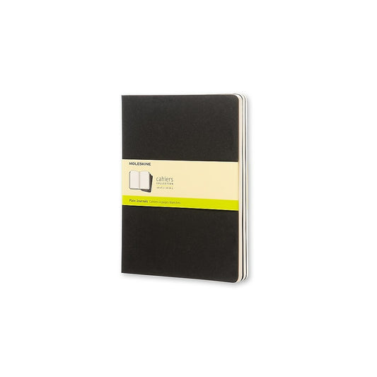 Moleskine Cahier Plain Soft Cover Journals - 7.5" x 9.75" - Black - 3 Pack