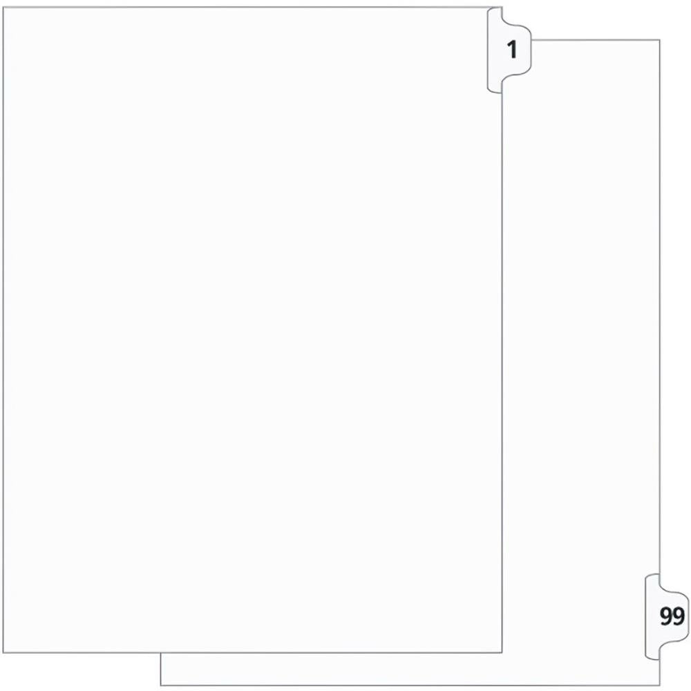 Intercalaires Quest Legal, blancs, format lettre n° 75, paquet de 25