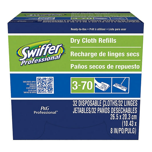 Recharges de lingettes de balayage sèches Swiffer Professional Duster pour Swiffer Sweeper - Lot de 32