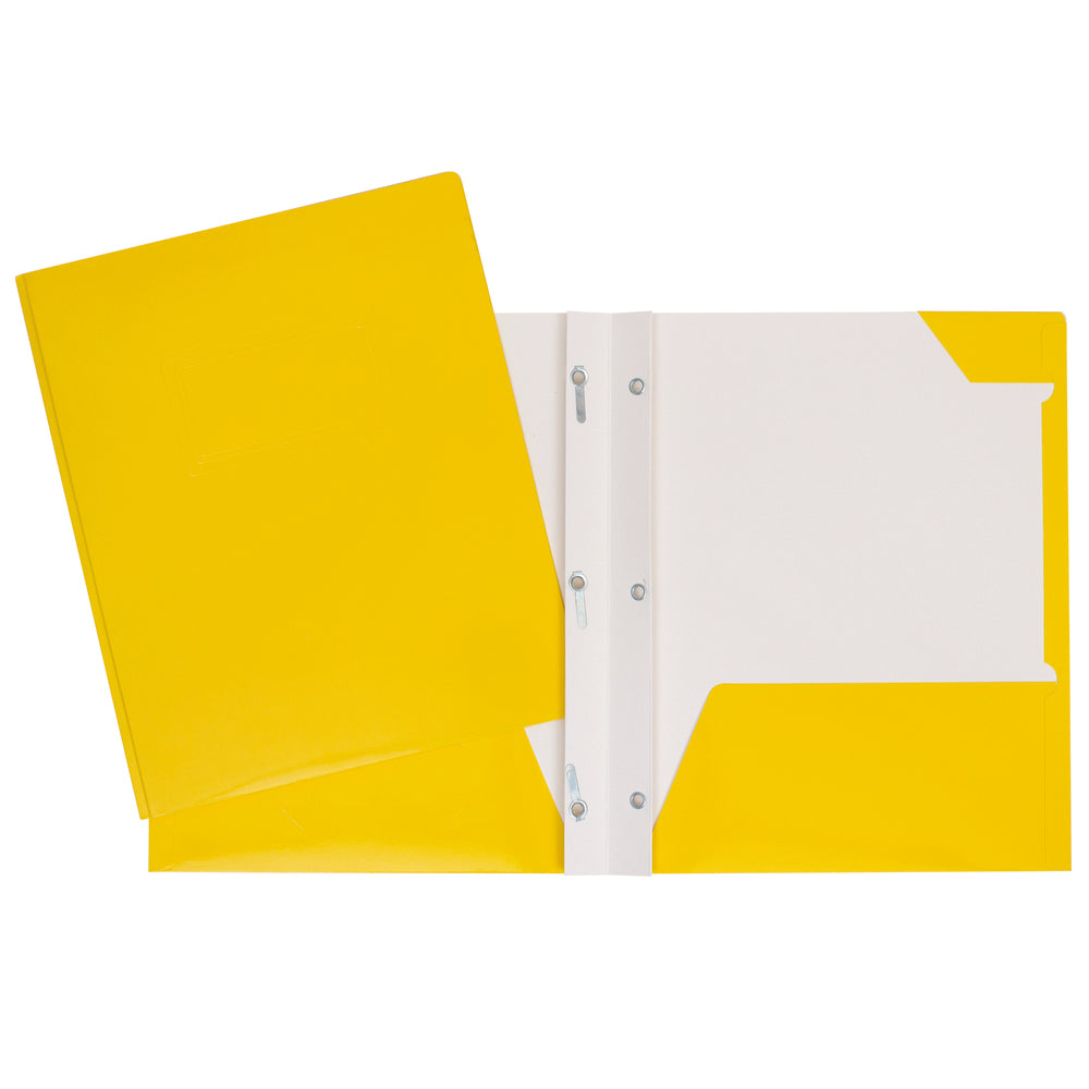 Geocan Laminated Cardboard Portfolios - Prong - Yellow