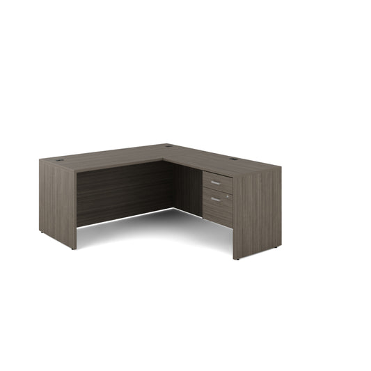 Offices to Go - Newland L-Shaped Workstation - 2 Drawer - 66" W x 72" D - Grey