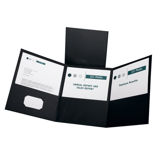 Oxford Tri-Fold Pocket Folders - Letter Size - Black - 20 Pack