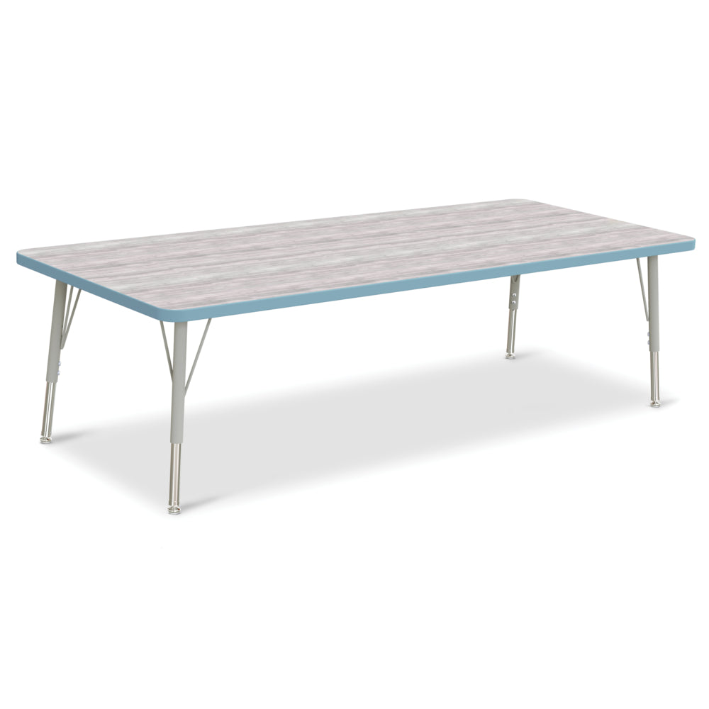 Jonti-Craft Berries Rectangle Activity Table - 30" x 72" - 15-24"H - Driftwood Grey/Coastal Blue