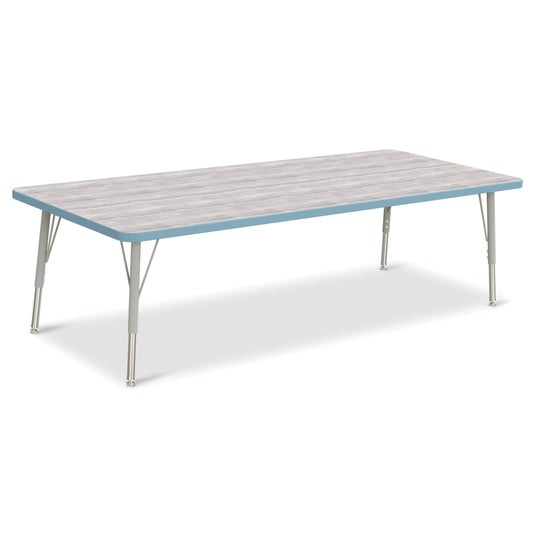 Jonti-Craft Berries Rectangle Activity Table - 30" x 72" - 15-24"H - Driftwood Grey/Coastal Blue
