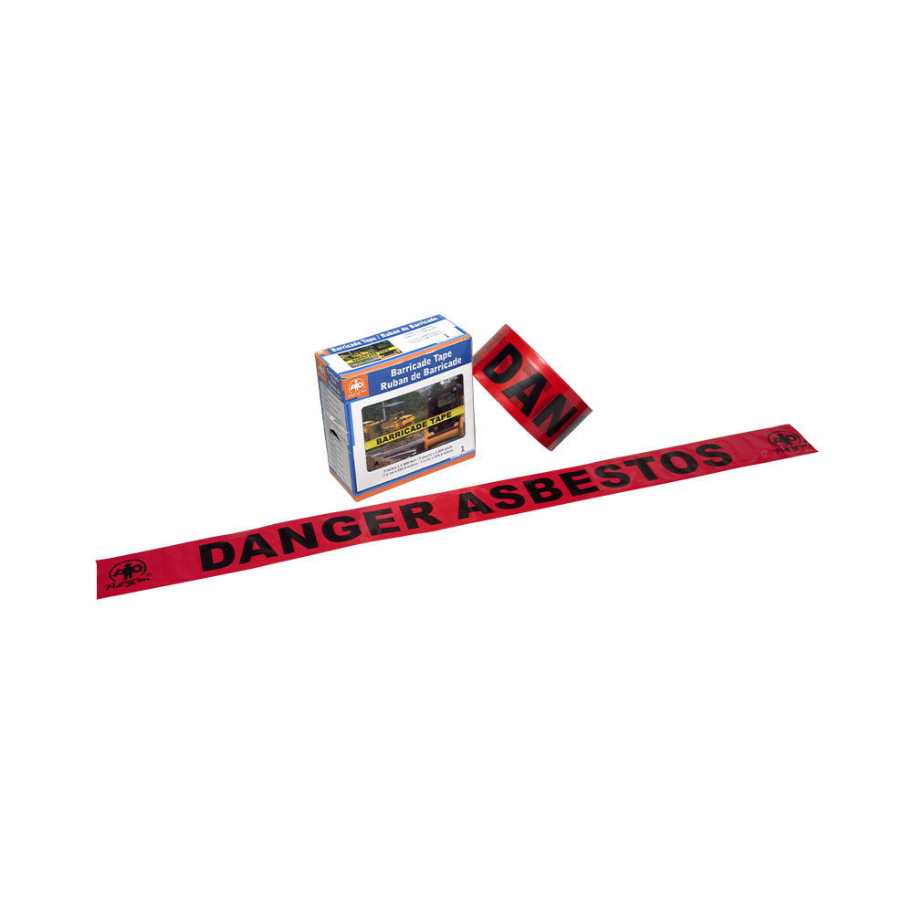 Ruban de barricade Wasip - Rouge - « Danger amiante » - 3" x 1000'