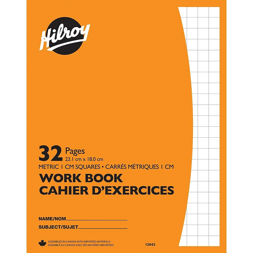 Cahier d'exercices métriques Hilroy, grille de 1 cm, 32 pages