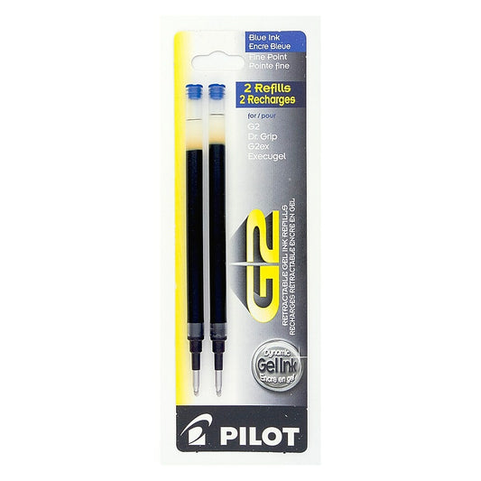 Recharges pour stylo gel Pilot, pointe fine, bleu, lot de 2