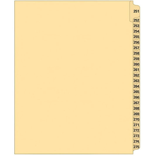 Supreme Litigation Tabs 25th Cut Numeric Set 11" Buff #251/275