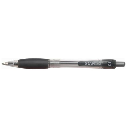 Stylo à bille rétractable Staples - Pointe moyenne - 1,0 mm - Encre noire