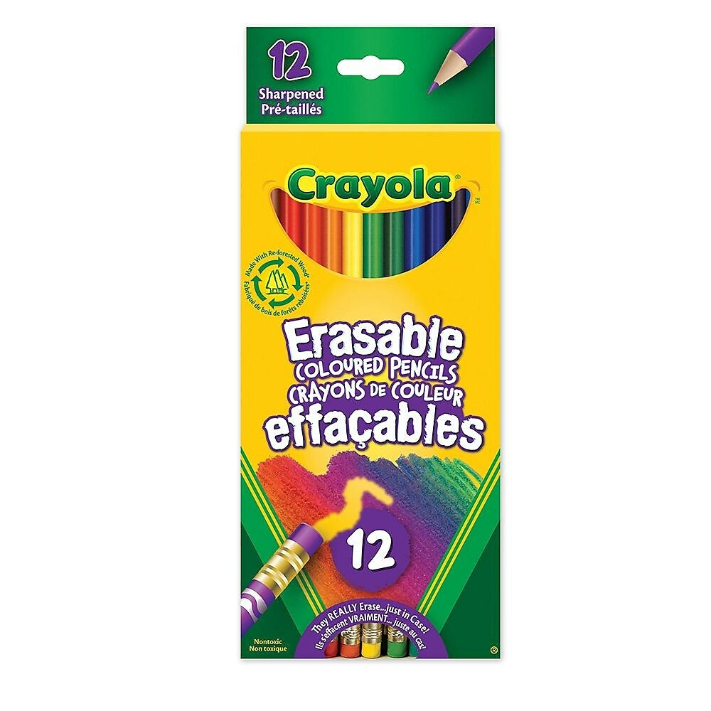 Crayons de couleur effaçables Crayola, paq./12
