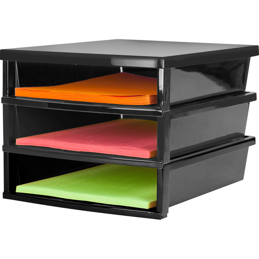 Storex Quick Stack Construction Paper Sorter, 3 Slots - Black