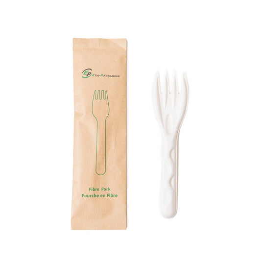 Eco-Packaging Wrapped Sugarcane Fibre Fork - 5.5" - 500 Pack