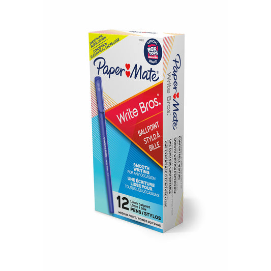 Stylos à bille Paper Mate - Bleu - Moyen - Lot de 12