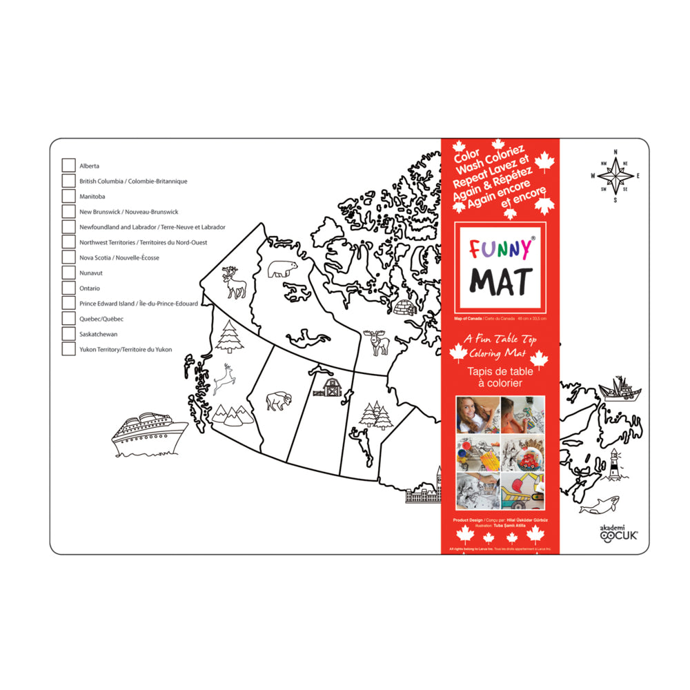 Funny Mat Table Top Colouring Mat - 19" L x 13" W - Canada