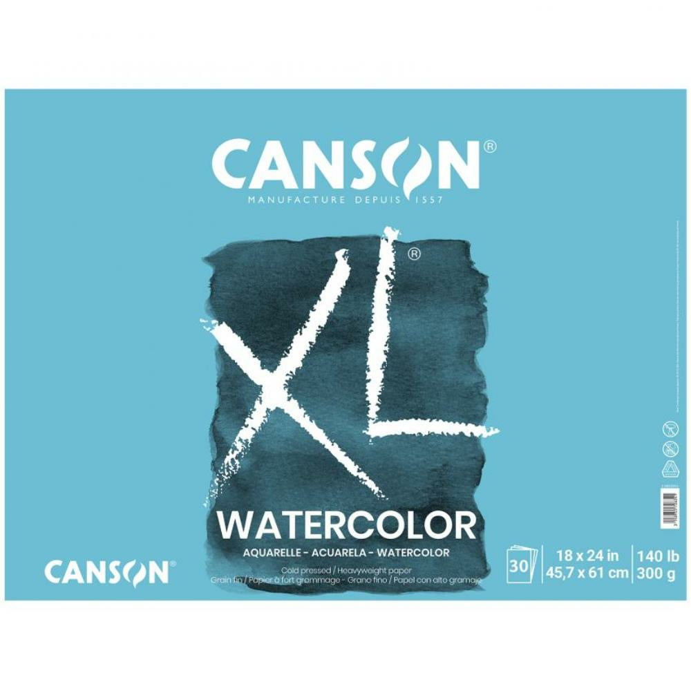 Papier aquarelle Canson XL, 18"x24", 30 pages/bloc.