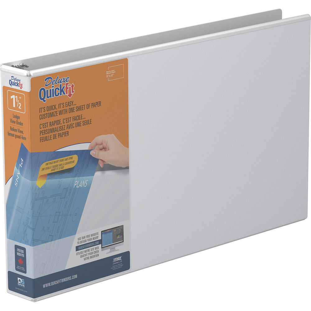 Classeur à anneaux en D QuickFit Angle - Blanc - 3 anneaux - Format grand livre - 28 cm (l) x 43 cm (L) - Capacité de 3,8 cm (1 1/2 po)