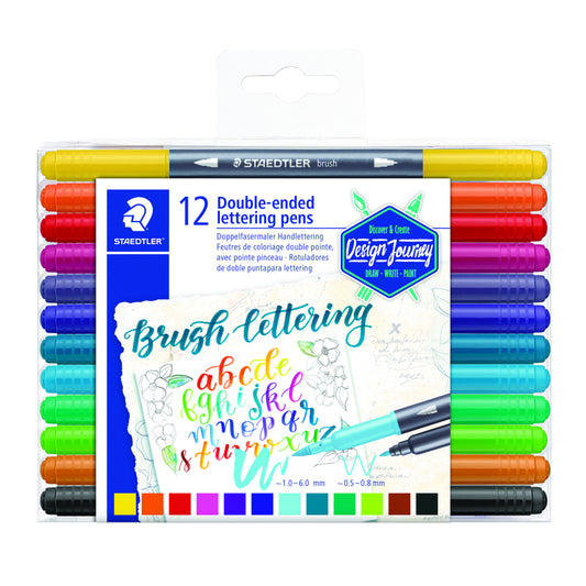 Staedtler Double-Ended Lettering Pens - Assorted Colours - 12 Pack